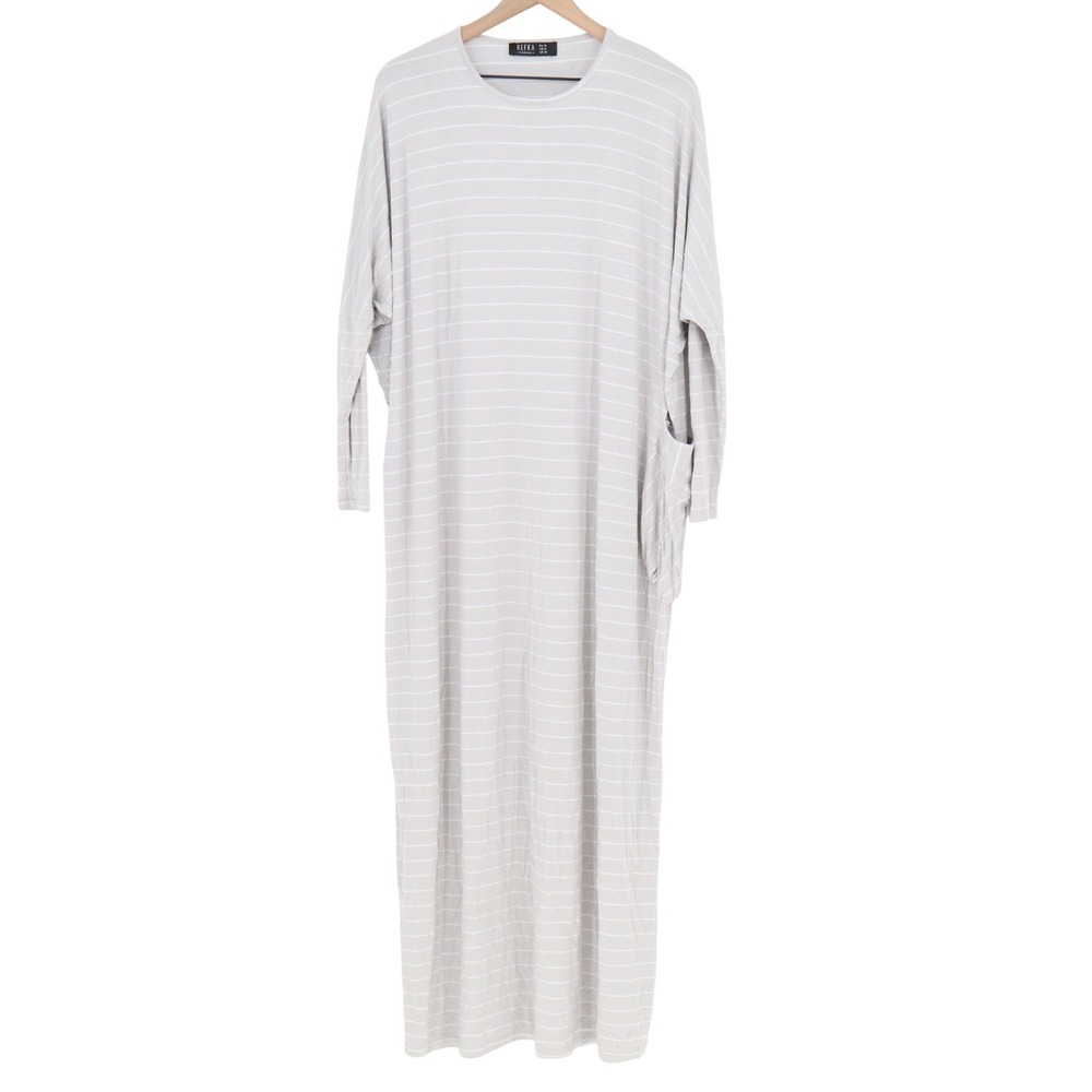 Refka Maxi Dress Womens 6 Casual Gray Striped Long Sleeve Pocket Excellent